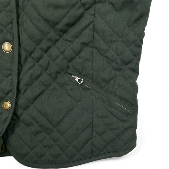 Talbots Olive Green Quilted Horse Riding Equestrian Vest Jacket Petites 0 - Picture 5 of 9